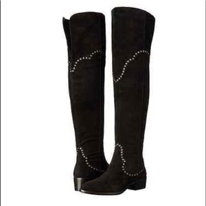 Womens Frye Ray Grommet Over The Knee Boots Black SZ 7
